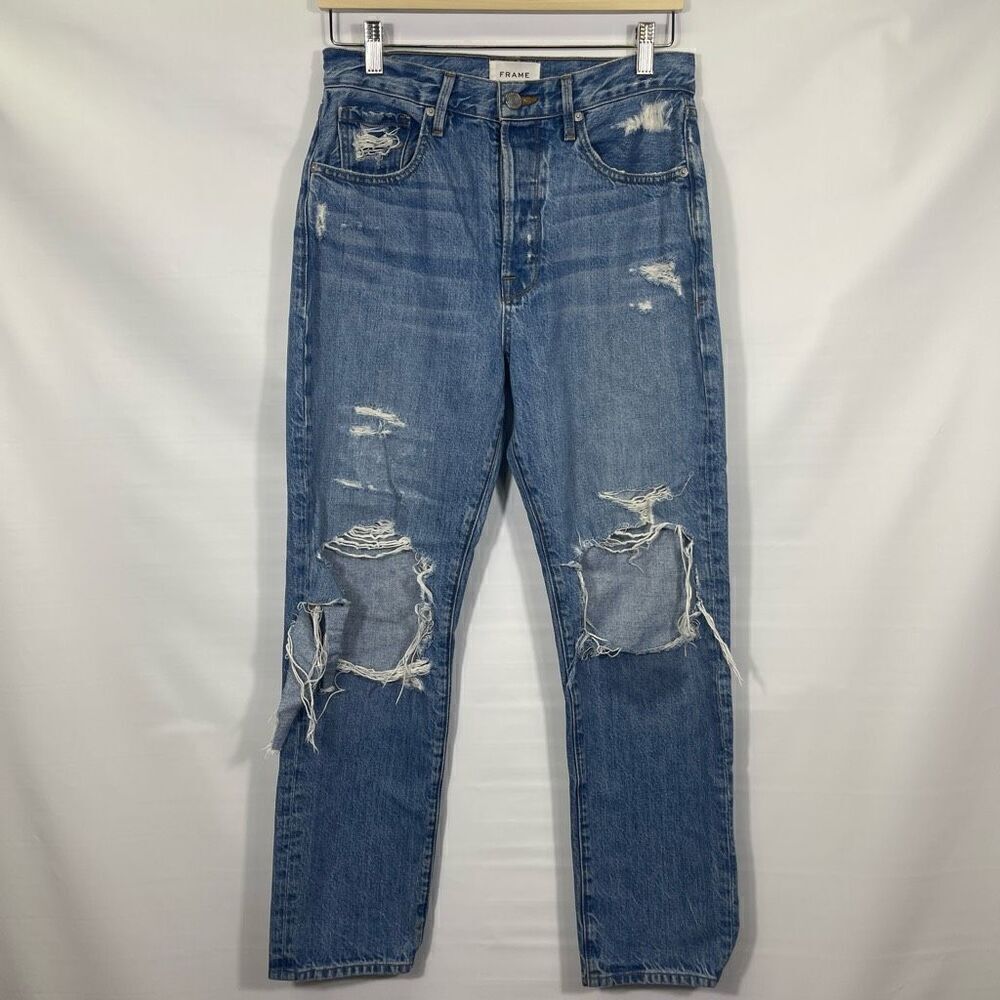 Frame Denim Light Wash Distressed Le Original Straight Leg Jeans Size 27